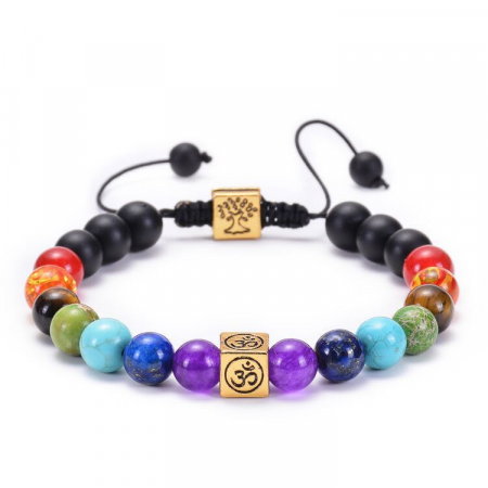 Bratara reglabila cu pietre semipretioase si accesorii cubice BLA158