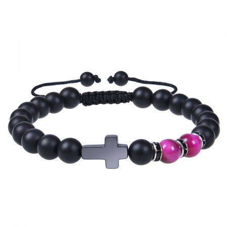 Bratara reglabila cu pietre semipretioase si cruce BLA147