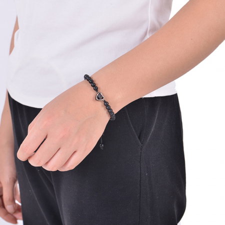 Bratara reglabila cu pietre semipretioase, inimioara proiectie "Te Iubesc" in 100 de limbi BLA139 [2]