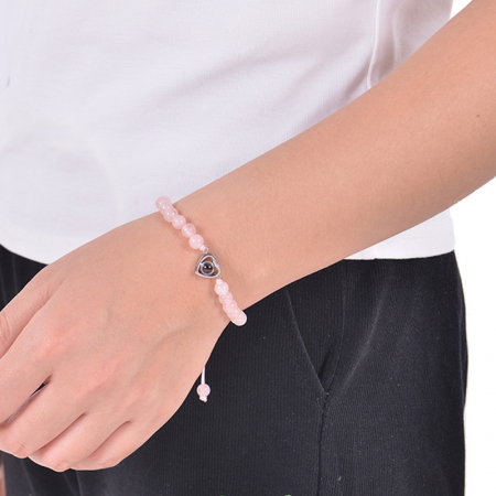 Bratara reglabila cu pietre semipretioase, inimioara proiectie "Te Iubesc" in 100 de limbi BLA139 [1]