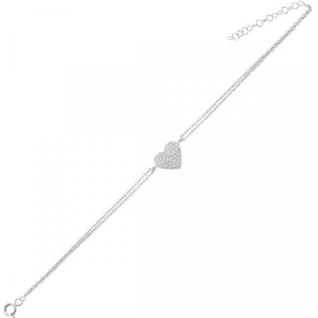 Bratara reglabila din argint 925 cu inima de zirconii si lant dublu [0]