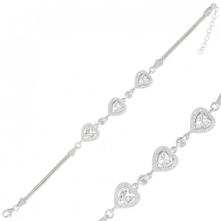 Bratara reglabila din argint 925 cu inimioare de zirconii