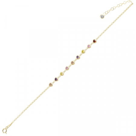 Bratara reglabila din argint 925 cu inimioare de zirconii colorate [0]