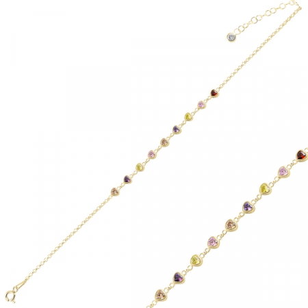 Bratara reglabila din argint 925 cu inimioare de zirconii colorate [1]