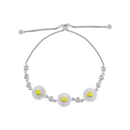 Bratara reglabila din argint 925 cu margarete si zirconii