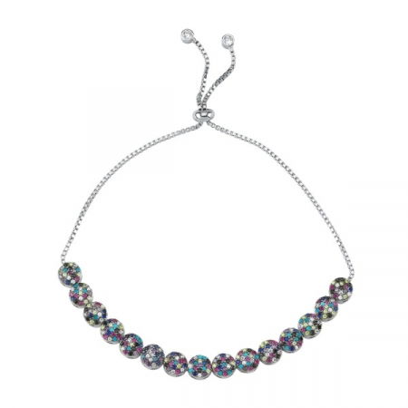 Bratara reglabila din argint 925 cu zirconii multicolore