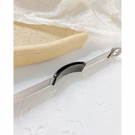 Bratara reglabila din inox cu placuta argintie [4]