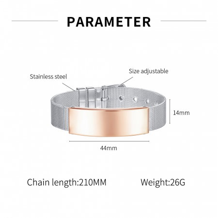 Bratara reglabila din inox cu placuta argintie [2]