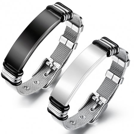 Bratara reglabila din inox cu placuta neagra [4]