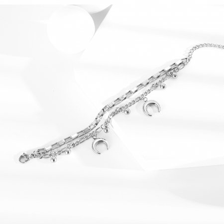 Bratara reglabila dubla din inox cu semiluna si bilute [1]