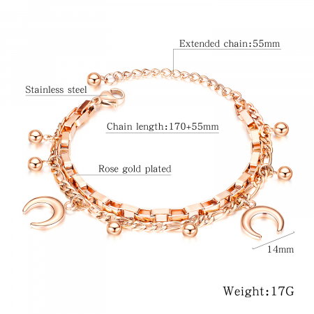 Bratara reglabila dubla din inox cu semiluna si bilute [4]