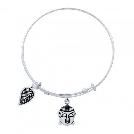 Bratara reglabila handmade din argint cu pandantive Buddha