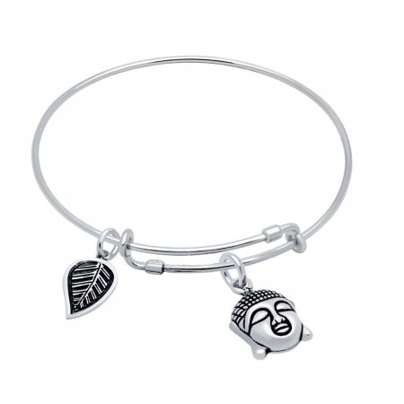 Bratara reglabila handmade din argint cu pandantive Buddha [1]