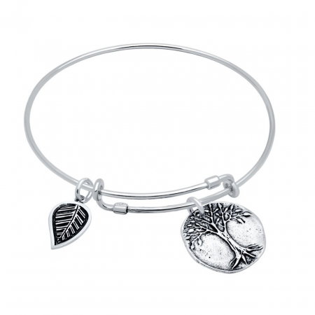 Bratara reglabila handmade din argint cu pandantive Copacul Vietii