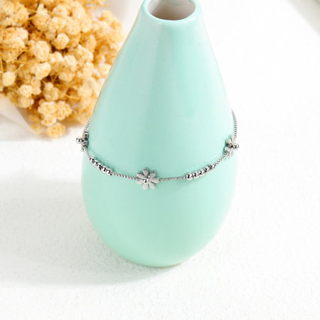 Bratara reglabila inox cu flori [4]