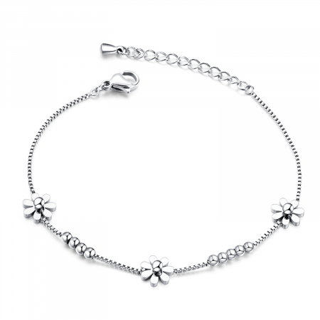 Bratara reglabila inox cu flori