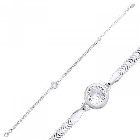 Bratara sarpe din argint cu zirconiu rotund