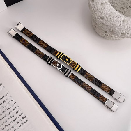 Bratara Steaua si Semiluna cu placuta din inox si piele [6]