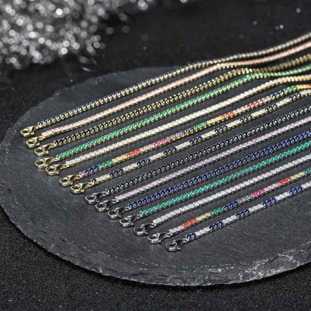 Bratara tennis argint 925 placata cu aur 14K cu zirconiu [4]