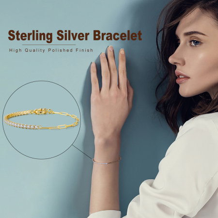 Bratara tennis argint 925 placata cu rodiu cu zirconiu, 19 cm, 3 mm [4]