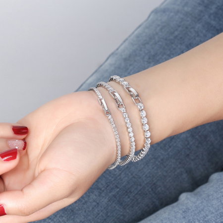 Bratara tennis argint 925 placata cu aur 14K cu zirconiu 20 cm [4]