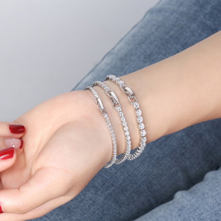 Bratara tennis argint 925 placata cu rodiu cu zirconiu 19 cm [4]