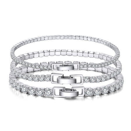 Bratara tennis argint 925 placata cu rodiu cu zirconiu 19 cm [5]