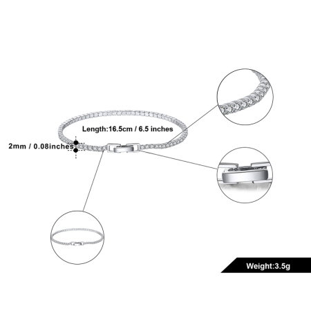 Bratara tennis argint 925 placata cu rodiu cu zirconiu 19 cm [2]