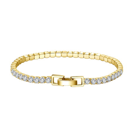 Bratara tennis argint 925 placata cu aur 14K cu zirconiu 19 cm