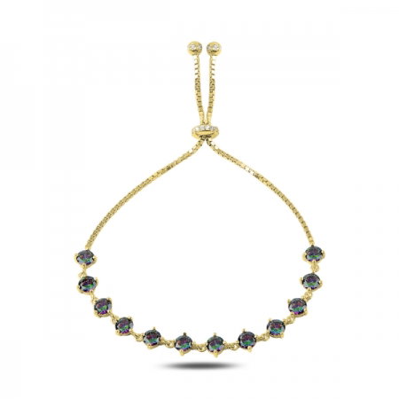 Bratara tenis din argint 925 aurit cu zirconii topaz mistic - Be Elegant BTU0106 [0]