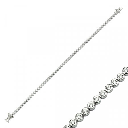 Bratara tenis din argint 925 placata cu rodiu, cu zirconii de 2 mm - Lungime: 18,5 cm [0]