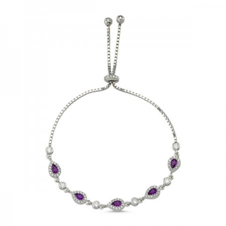 Bratara tennis din argint 925 rodiat cu zirconii mov si albe - Be Elegant BTU0109 [0]