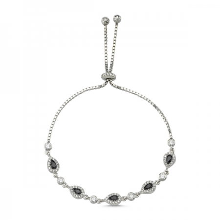 Bratara tennis din argint 925 rodiat cu zirconii negre si albe - Be Elegant BTU0111