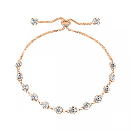 Bratara tenis reglabila din argint 925 cu aur roz si zirconii [0]
