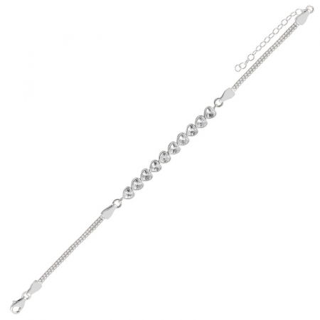 Bratara tennis reglabila din argint 925 cu inimioare