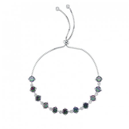 Bratara tennis reglabila din argint cu zirconiu topaz mistic de 5 mm [0]