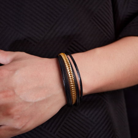 Bratara Trend inox si piele impletita [7]