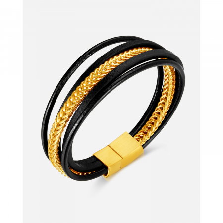 Bratara Trend inox si piele impletita [9]