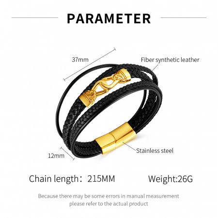 Bratara Trend inox si piele impletita [5]