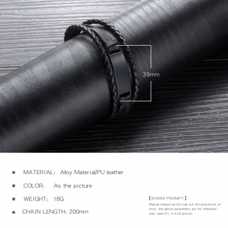 Bratara tripla din piele si aliaj cu placuta argintie [8]