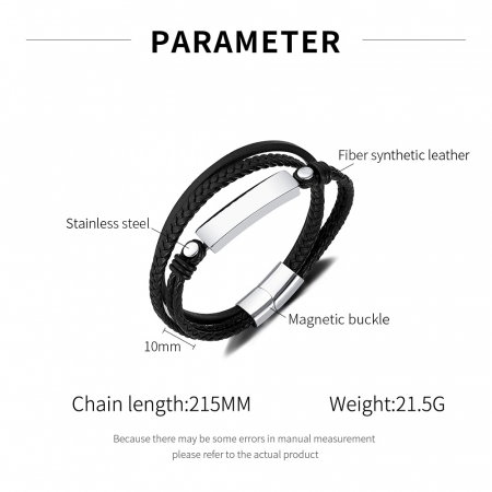 Bratara tripla inox si piele impletita [9]