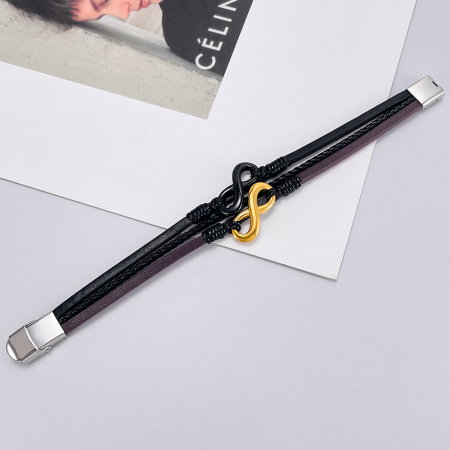 Bratara tripla inox si piele Infinity [2]