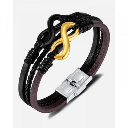 Bratara tripla inox si piele Infinity [14]