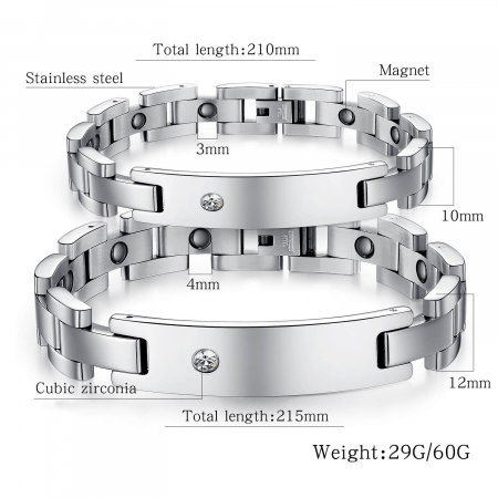 Bratara Unisex din inox 10 mm, cu zirconiu  [2]