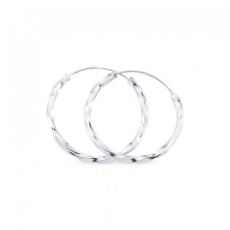Cercei agint cu cerc răsucit de 25 mm placati cu rodiu [0]