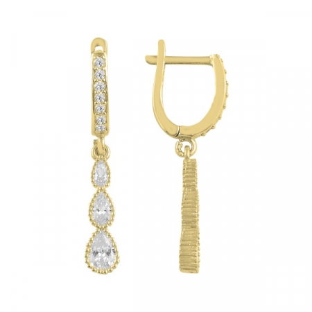 Cercei agint cu pendul si zirconii in forma de picatura placati cu aur [0]