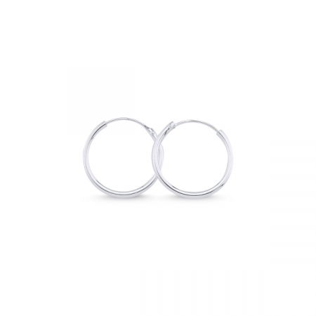 Cercei agint simpli cu cerc de 18 mm placati cu rodiu