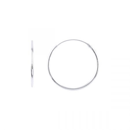 Cercei agint simpli cu cerc de 20 mm placati cu rodiu