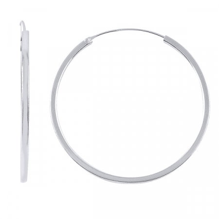Cercei agint simpli cu cerc de 45 mm placati cu rodiu [0]