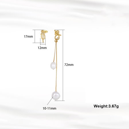 Cercei argint 925 asimetrici placati cu aur 14K cu perle naturale [5]
